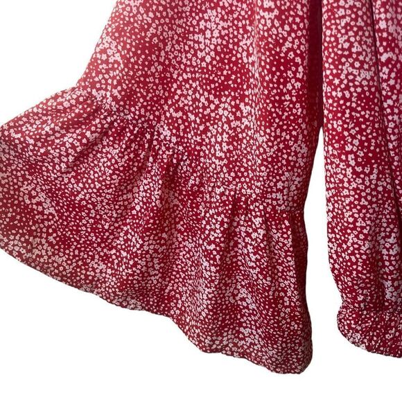 Pink Lily Specked Flutter Sleeve Off The Shoulder Top Sz S - Picture 2 of 4